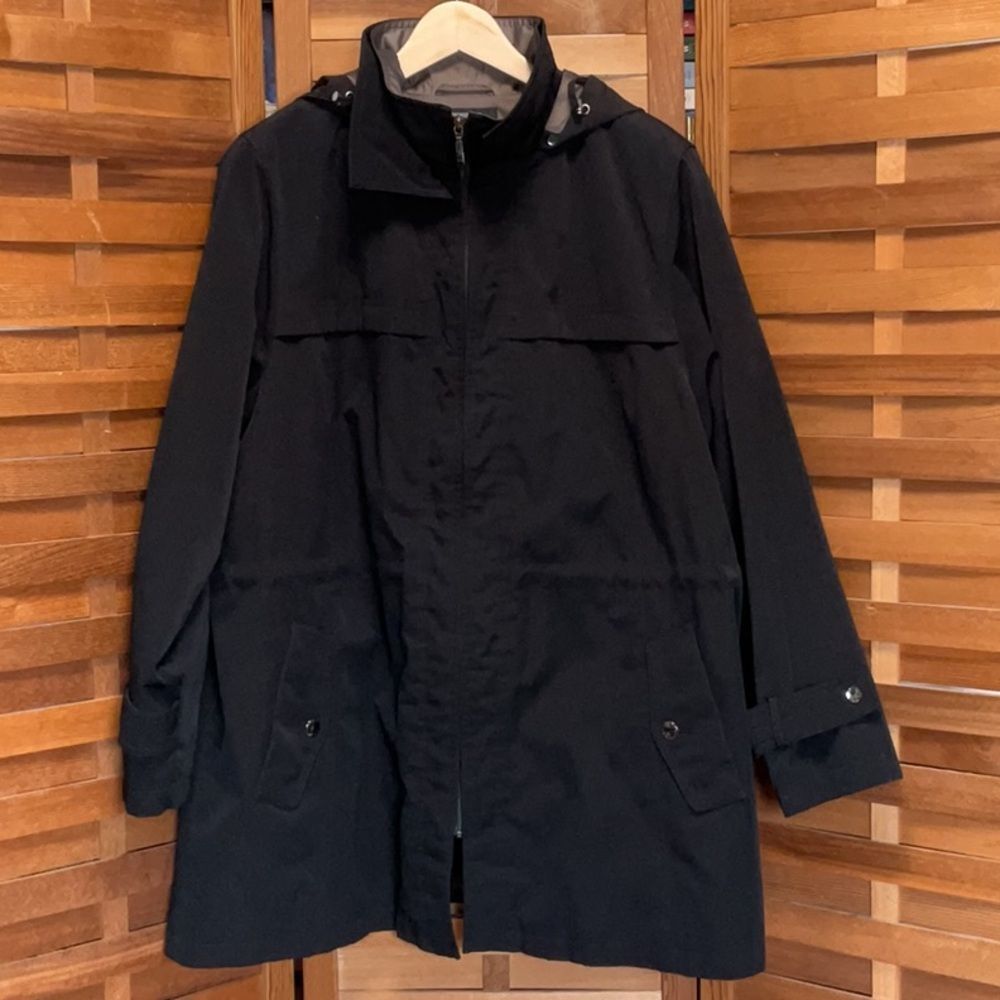 Miss Gallery Women 1X Black Coat Removable Lining Hood Jacket Polyester